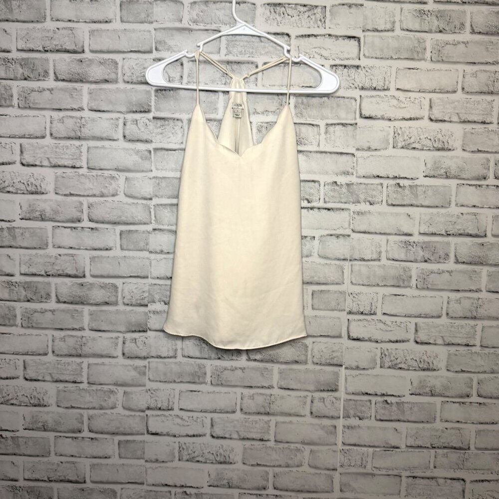 J CREW Scalloped Cami Tank Top Ivory Cream Racerback Spaghetti Blouse size 4 - Picture 3 of 10